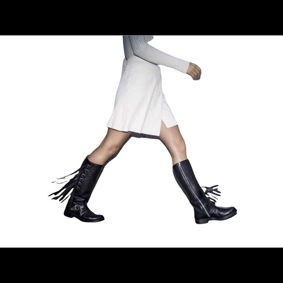 SOLD! NEW Frye Veronica Strap Tall Fringe Suede Belted Knee High Boots Size 5.5 - Picture 15 of 15